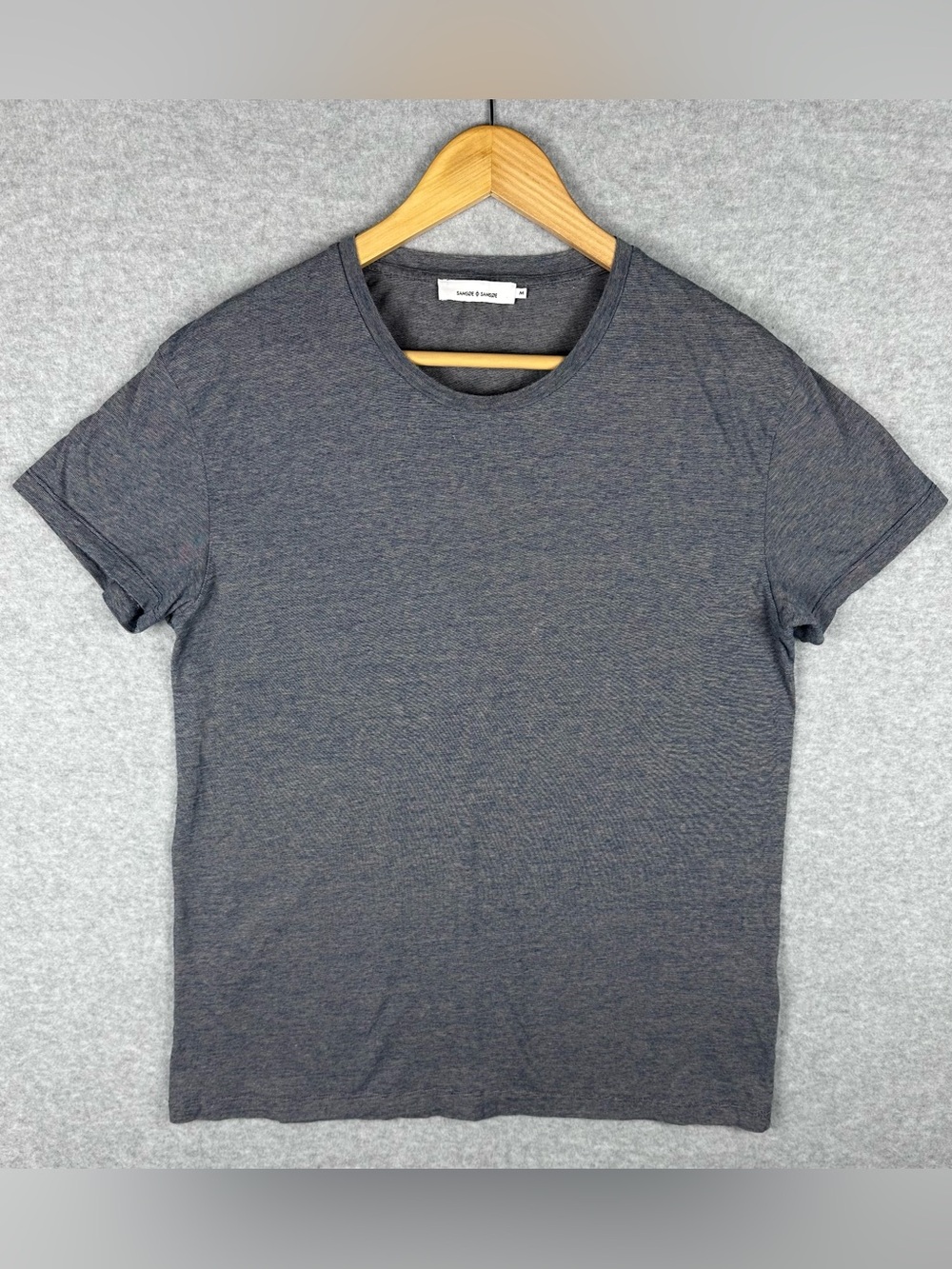 Samsøe Samsøe Kronos O-N Stripe 243 T Shirt Men’s M Light Indigo Cotton Tee
